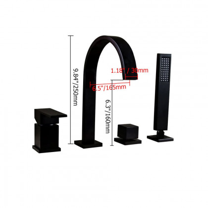 HMR - Dree Waterfall Spout Deck-Mount Roman Tub Faucet in Matte Black Brass