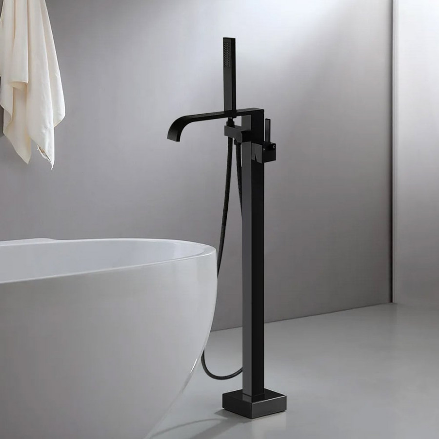 HMR - Dree Dree Floor Mounted Freestanding Faucet in Matte Black, Brass
