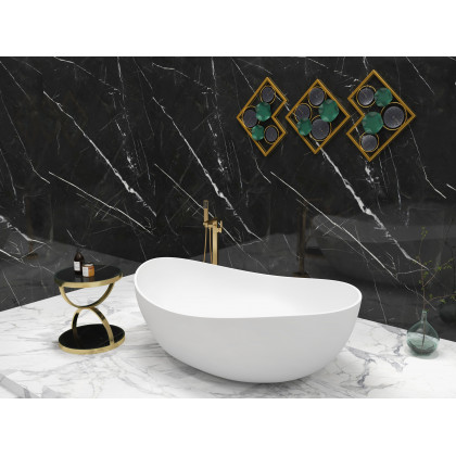 HMR - Dree Tub Filler Floor Mount Faucet with Hand Shower in Brushed Gold