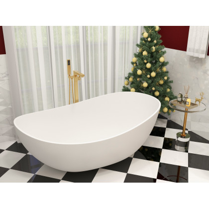 HMR - Dree Tub Filler Floor Mount Faucet with Hand Shower in Brushed Gold