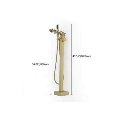 HMR - Dree Tub Filler Floor Mount Faucet with Hand Shower in Brushed Gold
