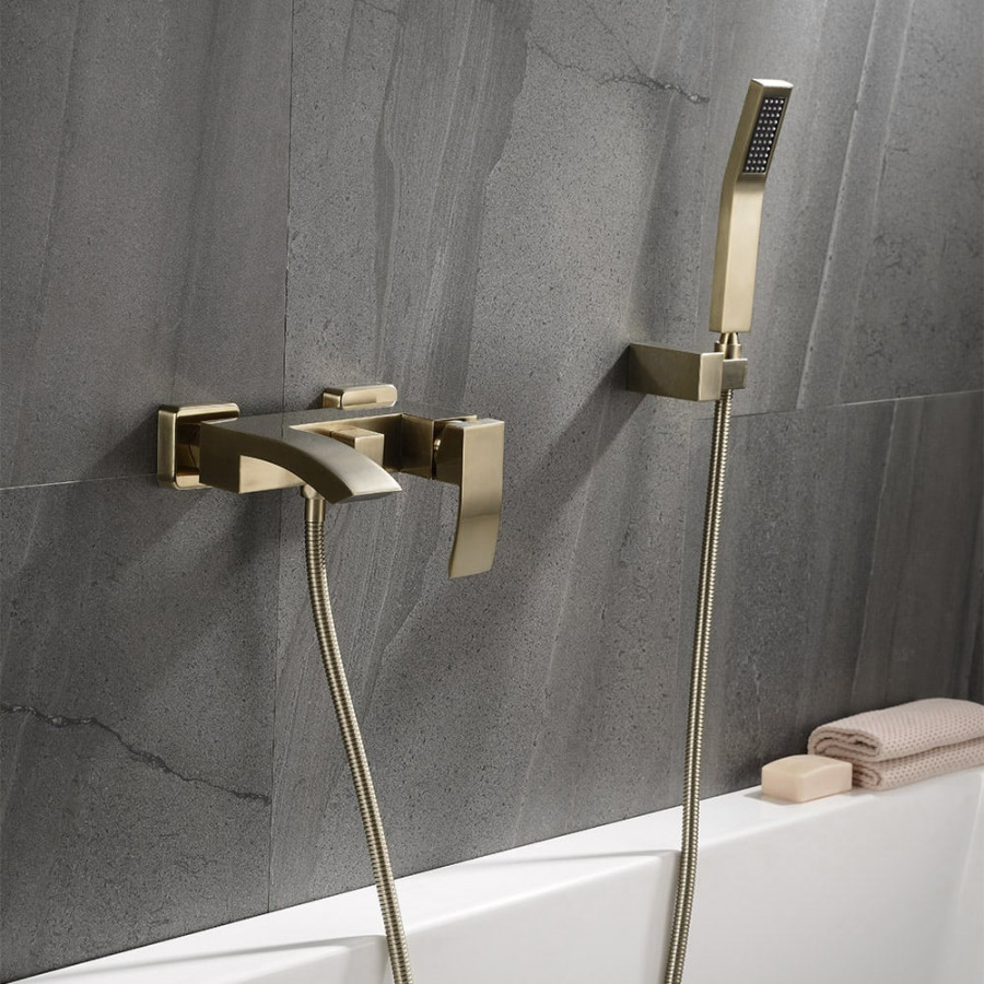 HMR - Ridge Wall-Mount Waterfall Bathtub Faucet in Brushed Gold