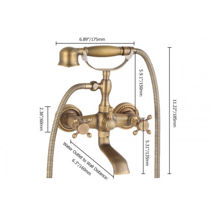 HMR - Chester Wall Mount Clawfoot Tub Filler in Brass