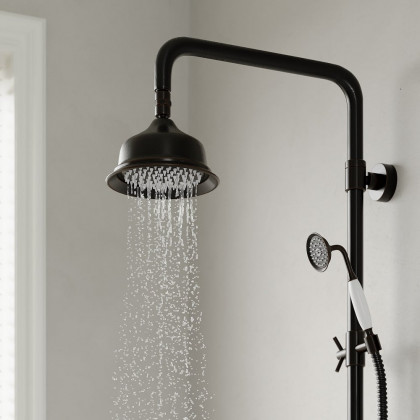 HMR - Vintage Bathroom Rainfall Shower System Handheld Shower in Antique Black