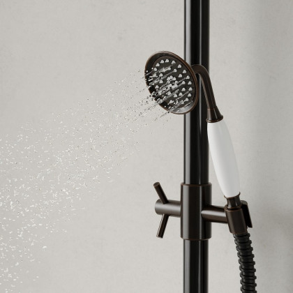 HMR - Vintage Bathroom Rainfall Shower System Handheld Shower in Antique Black