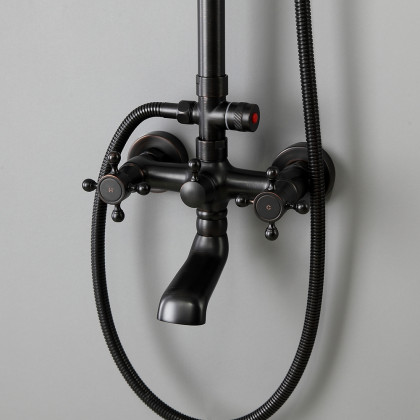 HMR - Vintage Bathroom Rainfall Shower System Handheld Shower in Antique Black