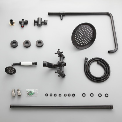 HMR - Vintage Bathroom Rainfall Shower System Handheld Shower in Antique Black