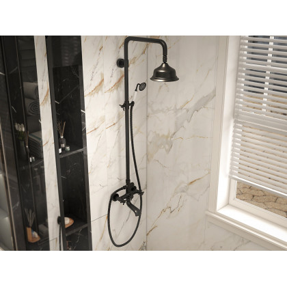 HMR - Vintage Bathroom Rainfall Shower System Handheld Shower in Antique Black