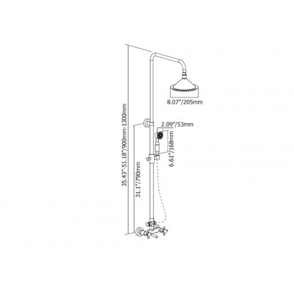 HMR - Vintage Bathroom Rainfall Shower System Handheld Shower in Antique Black