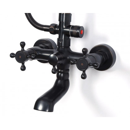 HMR - Vintage Bathroom Rainfall Shower System Handheld Shower in Antique Black
