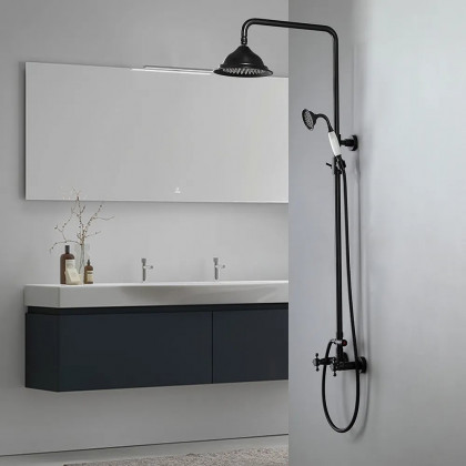 HMR - Chester Rainfall Showerhead with Handheld Shower and Exposed Shower System in Antique Black