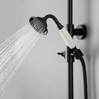 HMR - Chester Rainfall Showerhead with Handheld Shower and Exposed Shower System in Antique Black