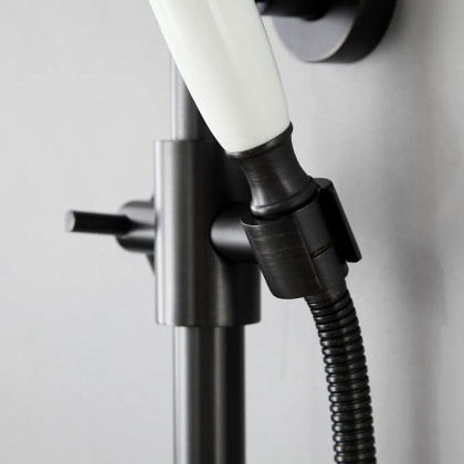 HMR - Chester Rainfall Showerhead with Handheld Shower and Exposed Shower System in Antique Black