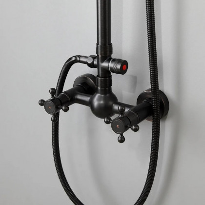 HMR - Chester Rainfall Showerhead with Handheld Shower and Exposed Shower System in Antique Black