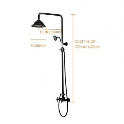 HMR - Chester Rainfall Showerhead with Handheld Shower and Exposed Shower System in Antique Black