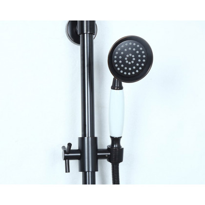 HMR - Chester Rainfall Showerhead with Handheld Shower and Exposed Shower System in Antique Black