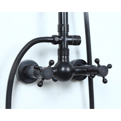 HMR - Chester Rainfall Showerhead with Handheld Shower and Exposed Shower System in Antique Black