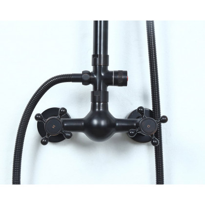 HMR - Chester Rainfall Showerhead with Handheld Shower and Exposed Shower System in Antique Black