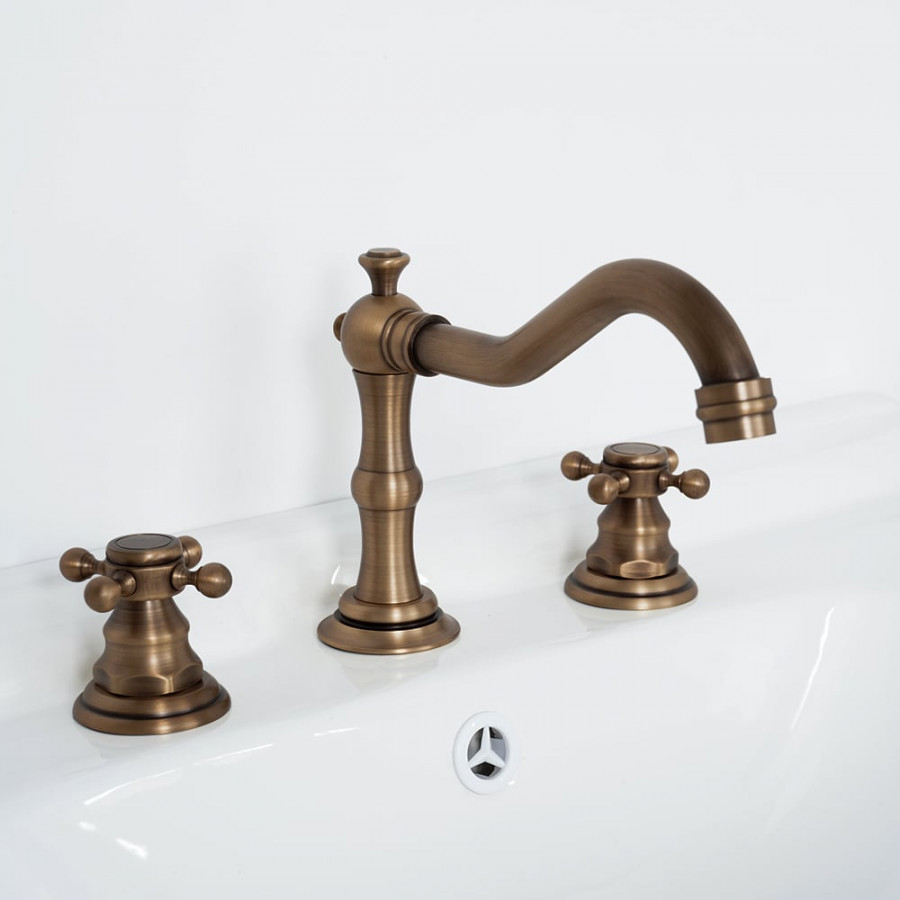 HMR Chester Traditional Double Handle Bathroom Widespread Sink Faucet - Antique Brass