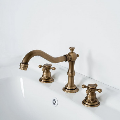 HMR Chester Traditional Double Handle Bathroom Widespread Sink Faucet - Antique Brass