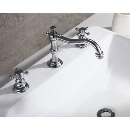 HMR Chester Traditional Double Handle Bathroom Widespread Sink Faucet - Chrome