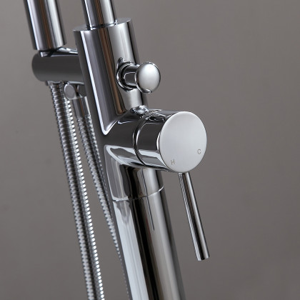 HMR - Brewst Floor Mount Tub Filler Freestanding Faucet in Chrome, Brass