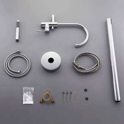 HMR - Brewst Floor Mount Tub Filler Freestanding Faucet in Chrome, Brass