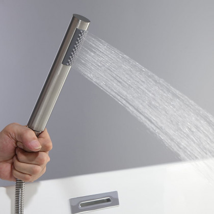 HMR - Brewst Freestanding Faucet with Hand Shower in Brushed Nickel, Brass