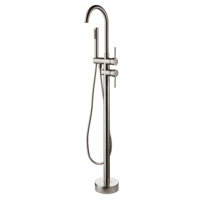 HMR - Brewst Freestanding Faucet with Hand Shower in Brushed Nickel, Brass
