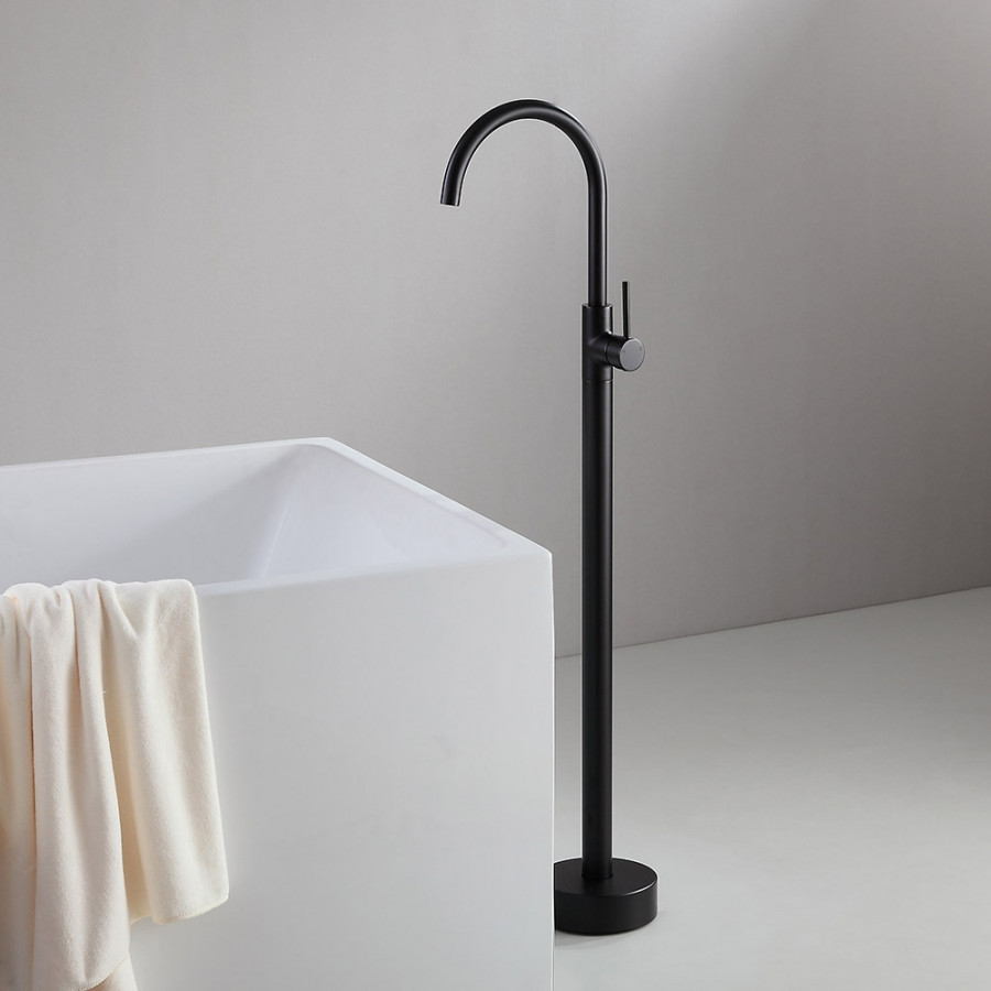 HMR - Brewst Freestanding Tub Filler Faucet in Matte Black, Brass