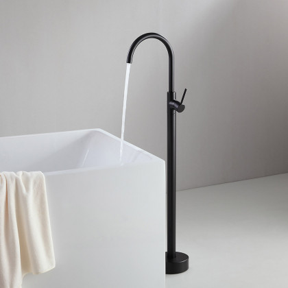 HMR - Brewst Freestanding Tub Filler Faucet in Matte Black, Brass