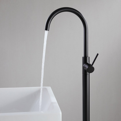 HMR - Brewst Freestanding Tub Filler Faucet in Matte Black, Brass