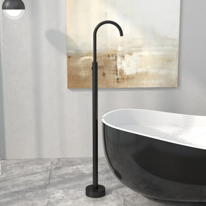 HMR - Brewst Freestanding Tub Filler Faucet in Matte Black, Brass