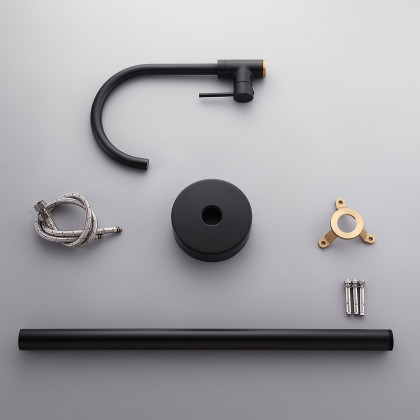 HMR - Brewst Freestanding Tub Filler Faucet in Matte Black, Brass