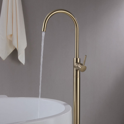 HMR - Brewst Floor Mounted Spout Faucet in Brass