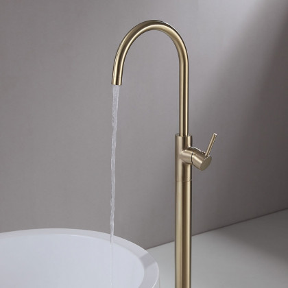 HMR - Brewst Floor Mounted Spout Faucet in Brass