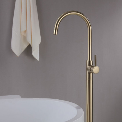 HMR - Brewst Floor Mounted Spout Faucet in Brass