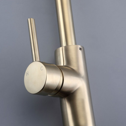 HMR - Brewst Floor Mounted Spout Faucet in Brass