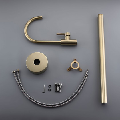 HMR - Brewst Floor Mounted Spout Faucet in Brass