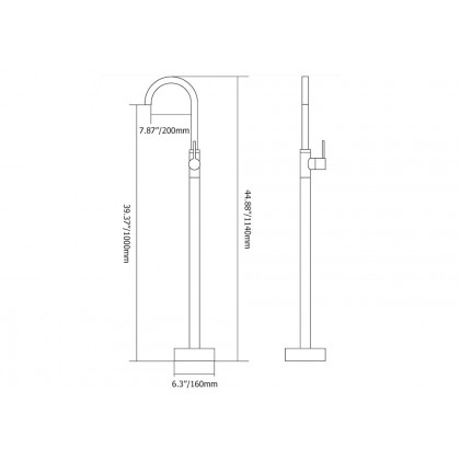 HMR - Brewst Floor Mounted Spout Faucet in Brass