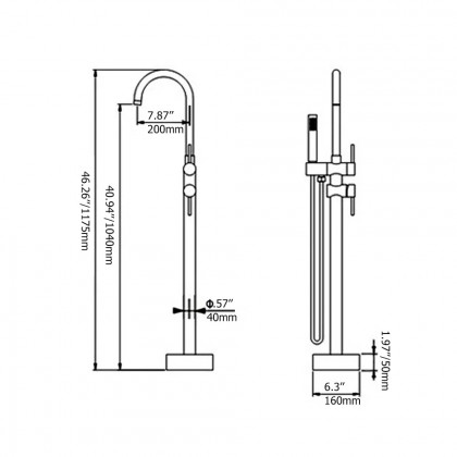 HMR - Brewst Gooseneck Freestanding Filler Faucet in Matte Black