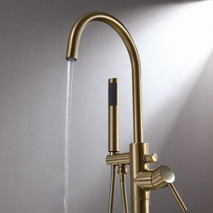HMR - Brewst Freestanding Tub Filler Faucet in Brass, Brushed Gold