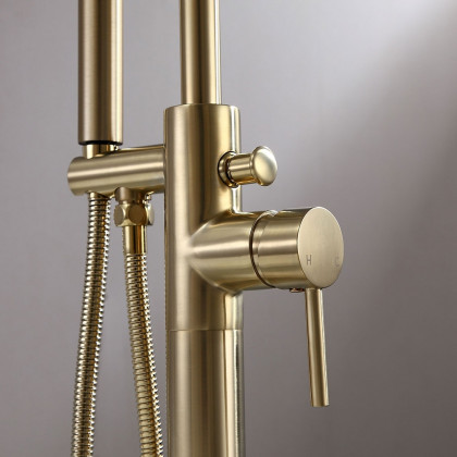 HMR - Brewst Freestanding Tub Filler Faucet in Brass, Brushed Gold