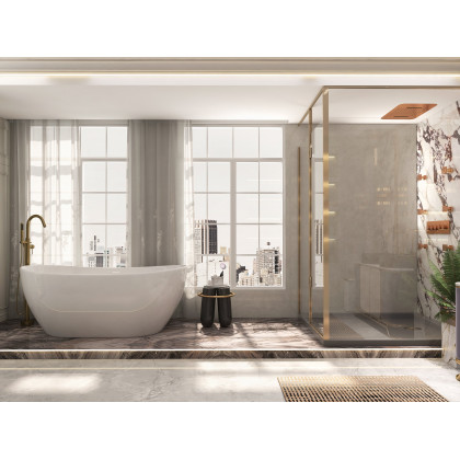 HMR - Brewst Freestanding Tub Filler Faucet in Brass, Brushed Gold