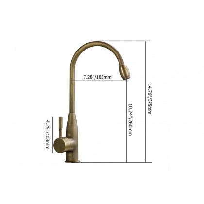 HMR - Stev Classic Goosenecked Single Handle 1-Hole Kitchen Faucet Solid Brass in Antique Brass