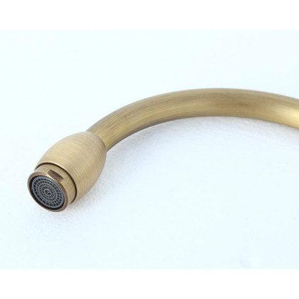 HMR - Stev Classic Goosenecked Single Handle 1-Hole Kitchen Faucet Solid Brass in Antique Brass