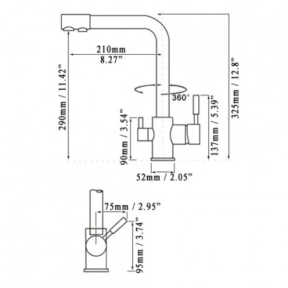 HMR - Stev Single Hole Dual Handle Kitchen Faucet with Water Filtering in Antique Brass