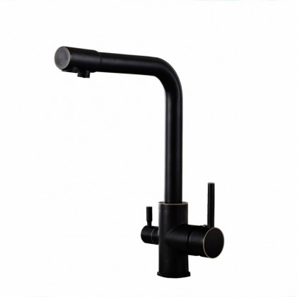 HMR - Stev Monobloc Dual Lever Kitchen Mixer Tap with Water Filtering in Antique Black