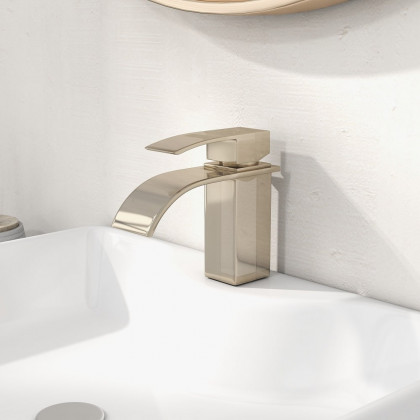 HMR - Milly Waterfall Single Hole Faucet Sink in Nickel