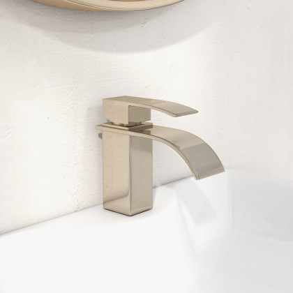 HMR - Milly Waterfall Single Hole Faucet Sink in Nickel